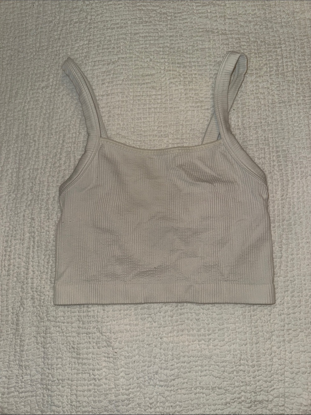Colsie Ribbed Square-Neck Crop Tank - White